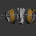 Futuristic Sci Fi Weapon With Yellow Black Spherical Components And Mechanical Legs 3d model