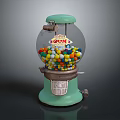 Vintage Light Green Gumball Machine With Transparent Globe And Colorful Gum Balls