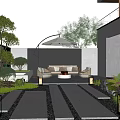 Modern courtyard landscape 3d model