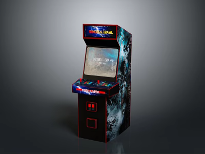 Classic Mortal Kombat Arcade Machine Design With Game Screen And Control Panel Buttons 3d model
