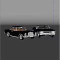 Two Black Classic Vintage Cars With Retro Design And Chrome Details