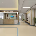 Bright Hospital Outpatient Clinic Lobby With Reception Desk Waiting Area And Green Plants