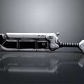 Mechanical Metallic Knife With Textured Handle Geometric Blade And Reflective Surface