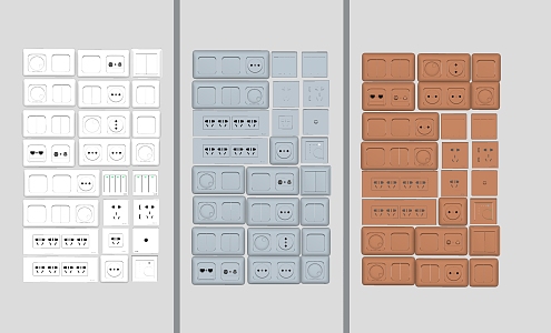 Modern switch socket panel combination 3d model