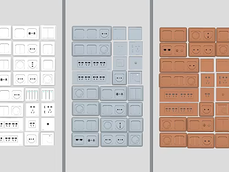 Modern switch socket panel combination 3d model