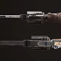 Classic Revolver Handgun With Wooden Textured Grip And Metal Body Design