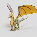 Colorful Dragon Character With Green Body Yellow Purple Wings And Mythical Creature Design
