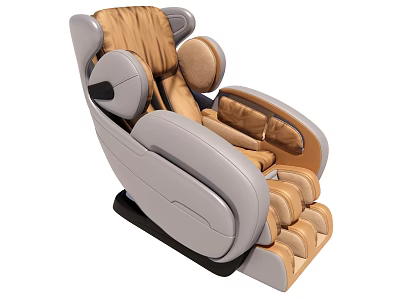 Modern Multifunctional Massage Chair With Comfortable Beige Gray Upholstery And Full Body Massage 3d model