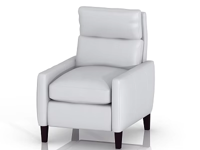 Modern White Leather Single Sofa With Comfortable Design And Dark Wooden Legs 3d model