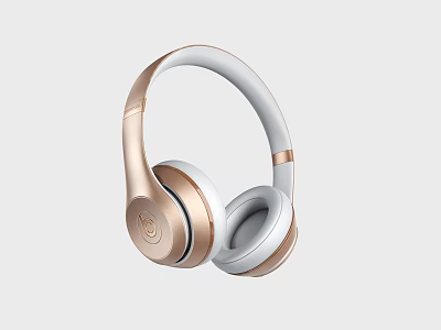 Stylish Gold And White Over Ear Headphones With Sleek Modern Design 3d model