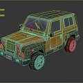 Vintage Off Road Car Model With Copper Blue Rustic Design And Detailed Wheels