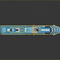 Luxury Cruise Yacht Exterior With Blue Decks And Red Hull
