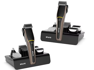 Two Black Base Bathroom Accessories From BRAVO With Multiple Attachments Set 3d model