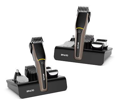 Two Black Base Bathroom Accessories From BRAVO With Multiple Attachments Set 3d model