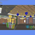 Leisure chair in the rest area on the first floor of the modern shopping mall 3d model