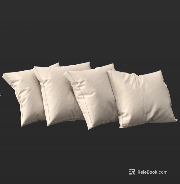 White Decorative Pillows Set of Four on Black Background for Home Decoration 3d model 