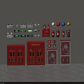 Essential Fire Safety Equipment With Red Extinguishers Hose Cabinets And Emergency Lights