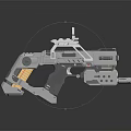 Futuristic Sci Fi Gun With Metallic Surface Attached Scope And Intricate Tech Structure