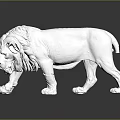 White Lion Sculpture Standing on Black Surface with Clear Reflection 3d model