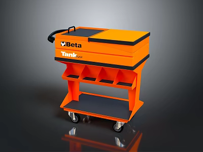 Orange Beta Tank Tool Cart With Multiple Compartments And Wheels 3d model