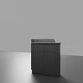 Modern Reception Desk With Stylish Design And Man In Suit Standing Behind