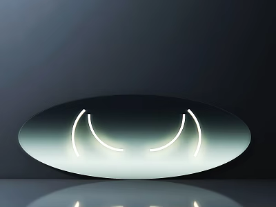 Decorative Ornament Set With Oval Shape And Illuminated Curved Lines On Dark Background With Reflection 3d model