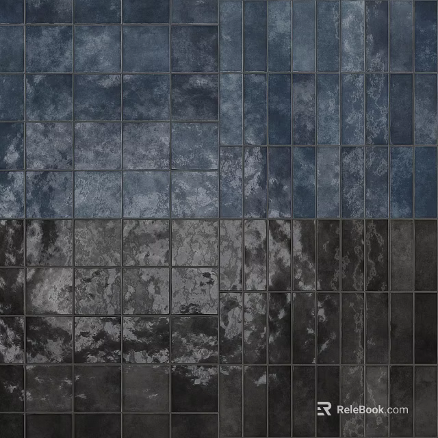 Modern Textured Tile Wall Design With Blue Gray Spliced Patterns And Matte Finish 3d model