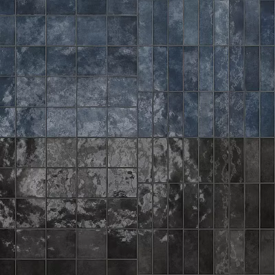 Modern Textured Tile Wall Design With Blue Gray Spliced Patterns And Matte Finish 3d model