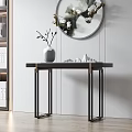 Modern Console Table Interior Design With Vase And Round Decorative Painting 3d model