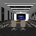 Modern Conference Room Interior With Large Screen World Map And Comfortable Chairs 3d model