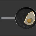Stainless Steel Frying Pan With Fried Egg For Daily Cooking Use