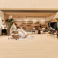 Modern Furniture Store Showroom With Sofa Tables Chairs Display Shelves And Plants