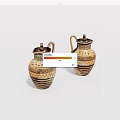 Pair of Elegant Traditional Ceramic Jugs With Intricate Gold Patterns And Vintage Design