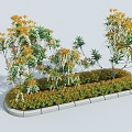 Modern bushes flowerbed flowertable 3d model