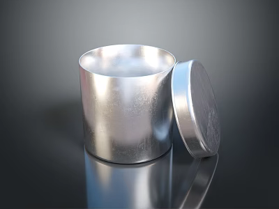 Durable Silver Lidded Metal Storage Container With Sleek Design For Daily Household Use 3d model
