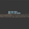 Industrial Equipment Green Storage Platform With Blue Barrels On Wooden Pallet For Transport
