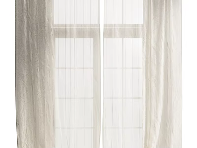 White Sheer Curtains For Window With Soft Flowy Fabric And Simple Design 3d model