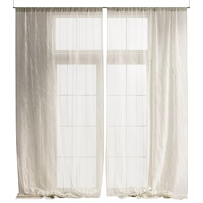 White Sheer Curtains For Window With Soft Flowy Fabric And Simple Design 3d model