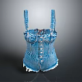 Stylish Denim Corset With Adjustable Straps Button Front And Frayed Hem