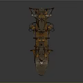 Futuristic Cosmic Spaceship With Copper Exterior And Mechanical Sail Designs