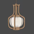 Elegant Minimalist Wooden Frame Chandelier with Lantern Shape White Lampshade Design