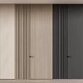 Modern Swing Doors With Vertical Grooves In Light And Dark Wood Tones