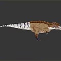 3D Colorful Dinosaur Model With Orange Purple Stripes And Reflective Surface