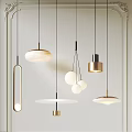 Modern Pendant Lights with Diverse Shapes and Gold White Metallic Accents