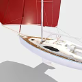 White Yacht With Blue Accents And Nautical Equipment