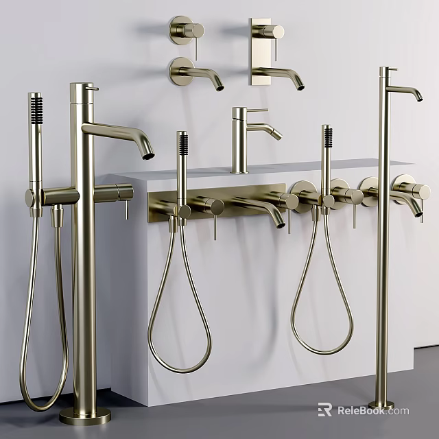 Luxury Modern Brass Kitchen Faucets With Pull Down Sprayer And Various Styles 3d model