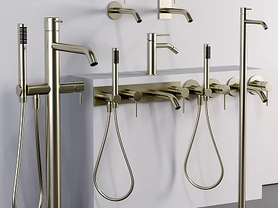 Luxury Modern Brass Kitchen Faucets With Pull Down Sprayer And Various Styles 3d model
