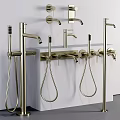 Luxury Modern Brass Kitchen Faucets With Pull Down Sprayer And Various Styles 3d model