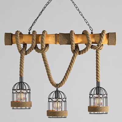 Industrial LOFT chandelier twine decorative lamp 3d model Industrial LOFT chandelier twine decorative lamp 3d model