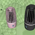 Pink And Black Air Purifiers With Blue Light Display On Green Cubic Background